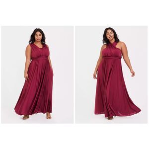 Torrid NWT Maxi Studio Knit Convertible Dress Burgundy Evening Gown L/12 Halter